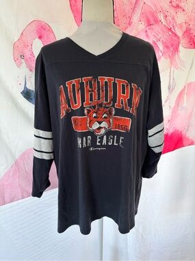 Champion Black Auburn War Eagle Long Sleeve Tee XL